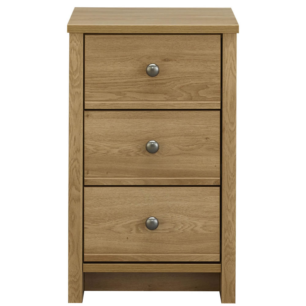Clovelly 3 Drawer Narrow Chest Rustic Oak Effect Image 1