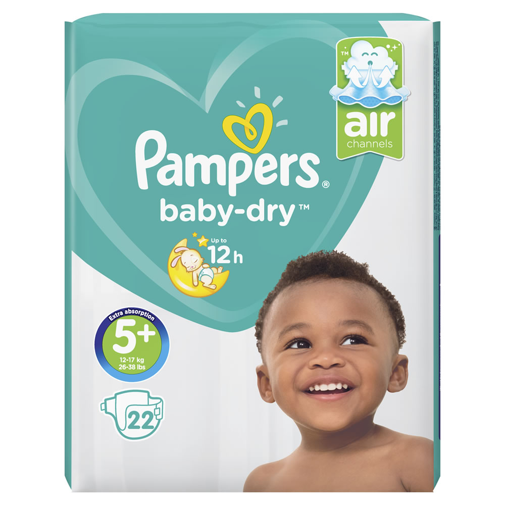 Pampers Baby Dry Nappies Carry Pack Size 5+ 22pk Image 1