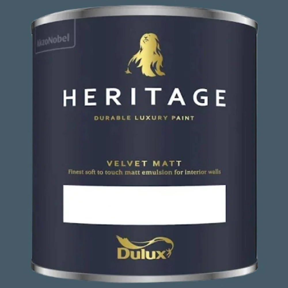 Dulux Heritage Walls and Ceilings Midnight Teal Velvet Matt Emulsion Paint 1L Image 2