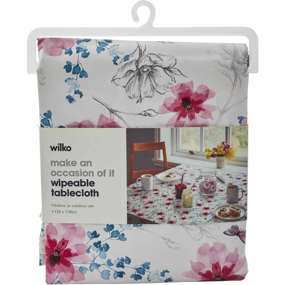 Wilko Sketched Bloom PVC Tablecloth 132 x 178 Image