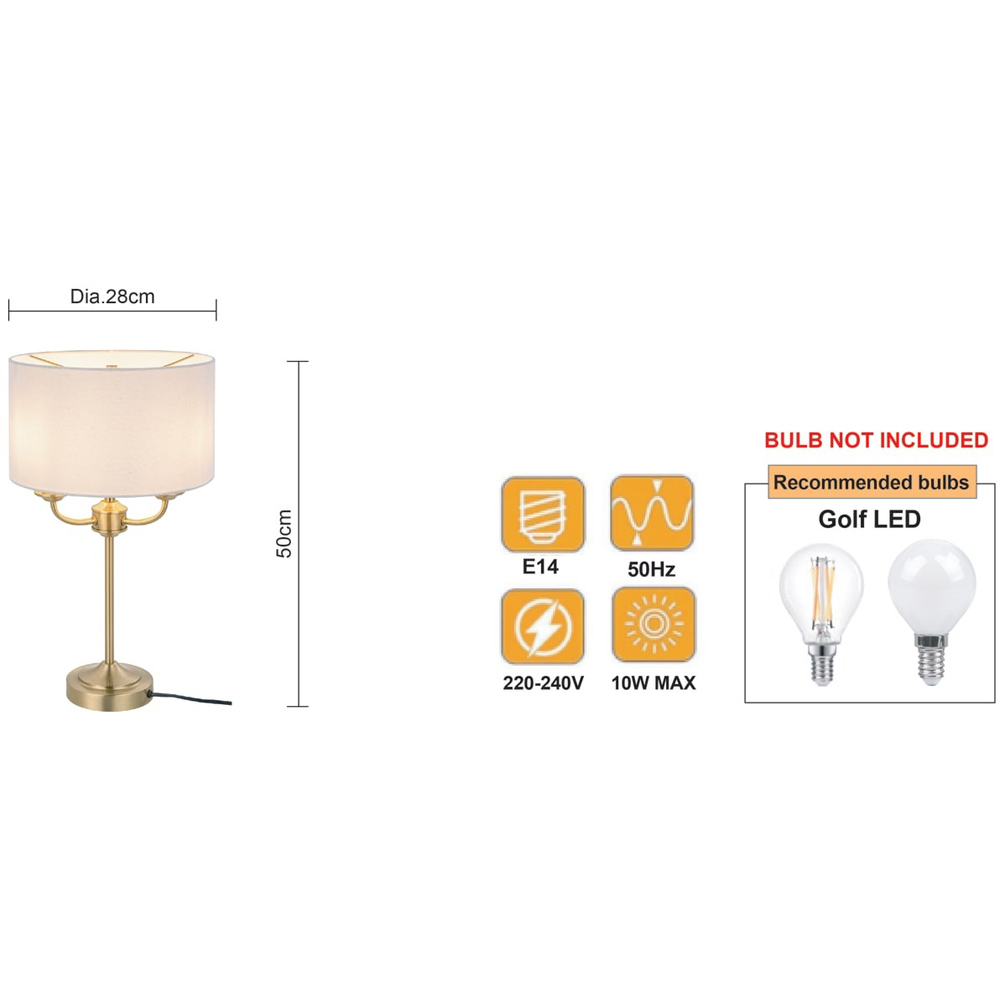 Cosylyte Winston 3 Light Classic Faux Linen Shade Brass Base Table Lamp Image 9
