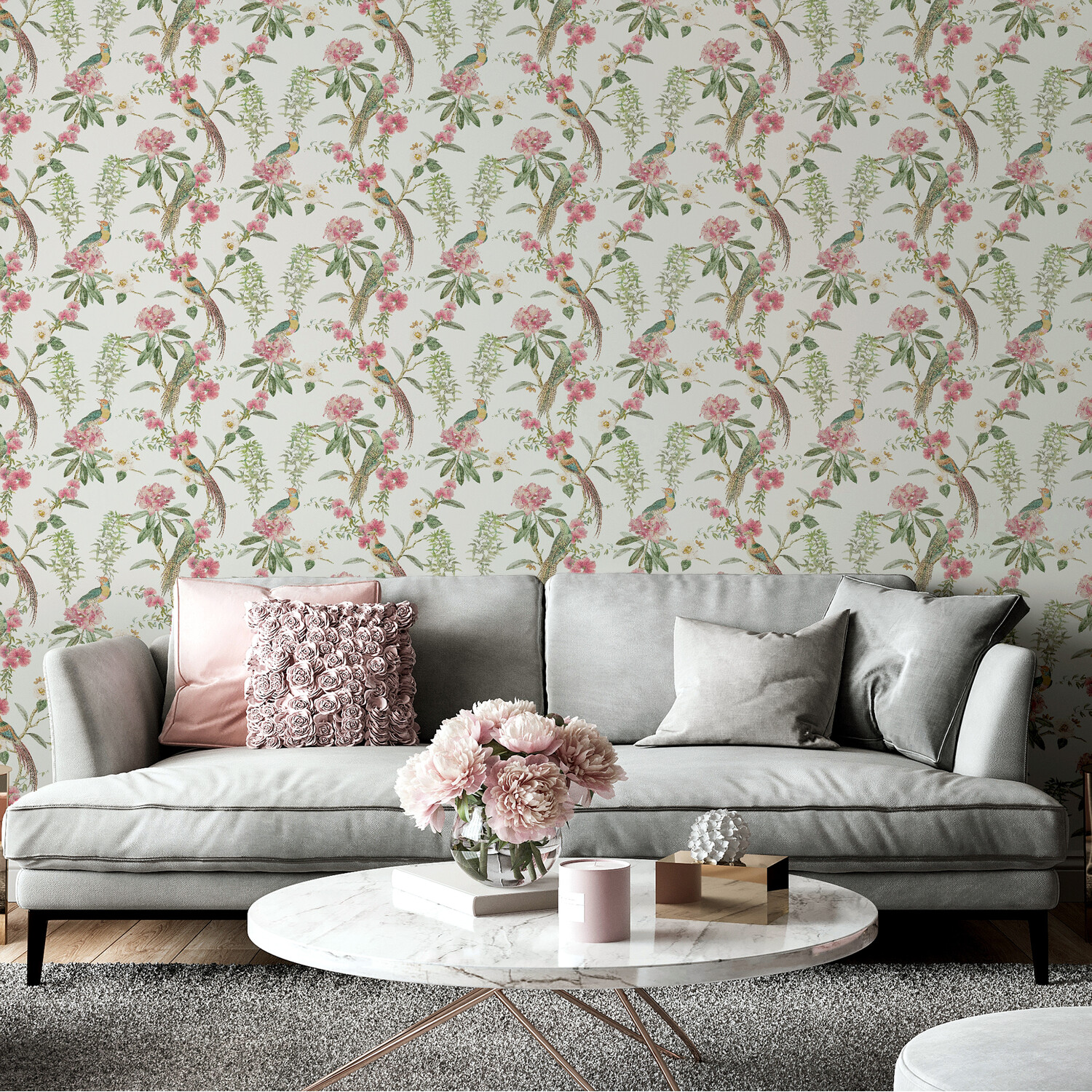 Exotic Garden Wallpaper - Pink and Green Image 5