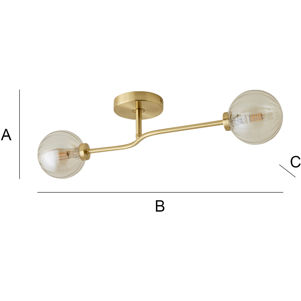 ValueLights Chessy Ribbed Glass Globe Gold Bar LED Ceiling Light Image 8
