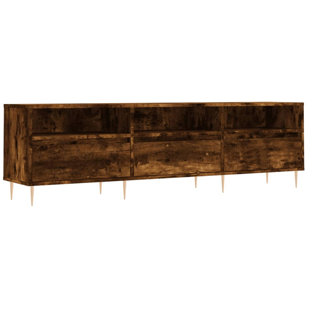 vidaXL 3 Door 3 Shelf Smoked Oak TV Cabinet Image 2