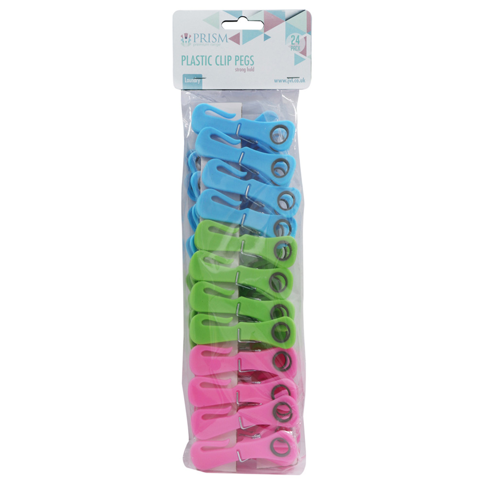 JVL Prism Assorted Plastic Clip Pegs with Bag 144 Pack Image 4