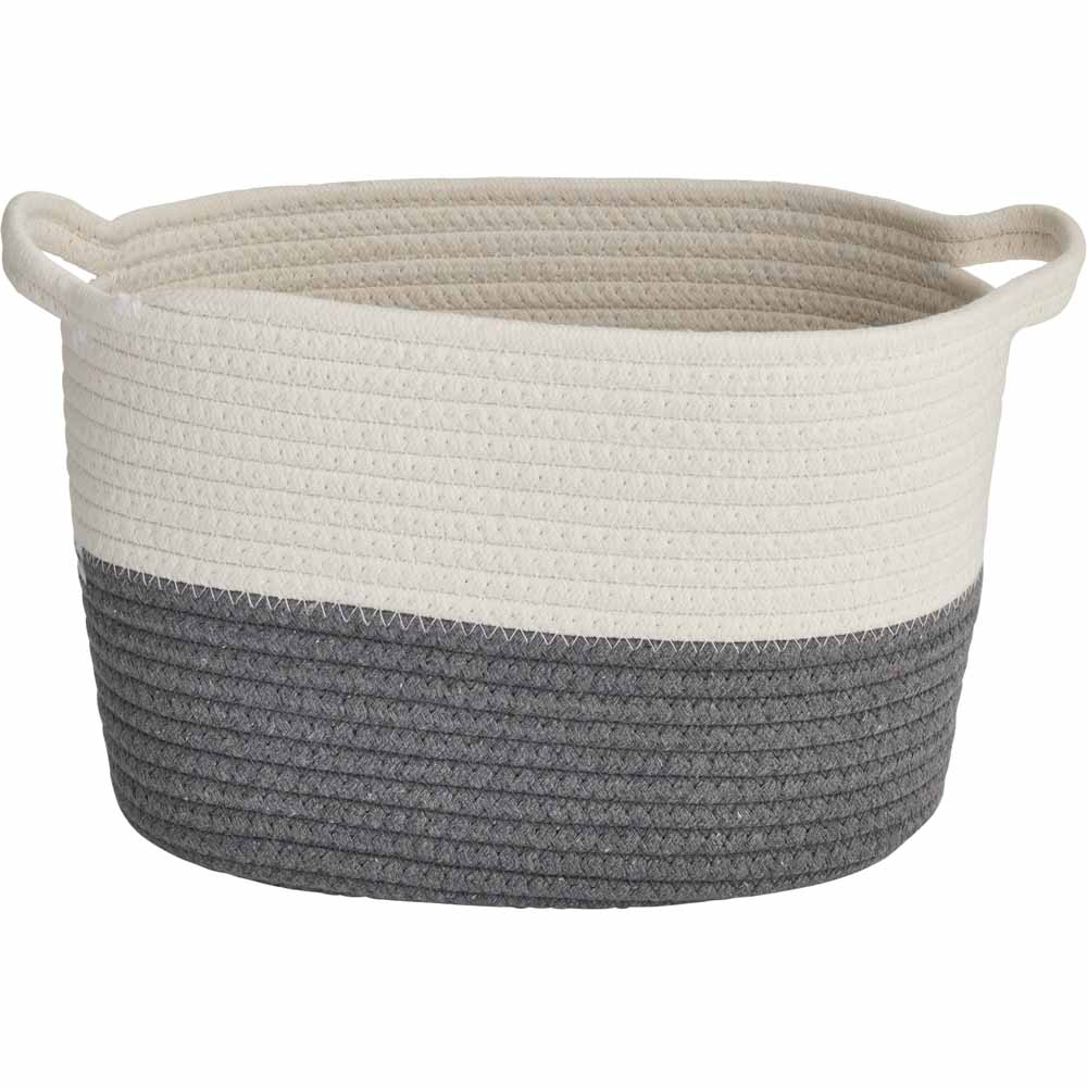 Wilko Grey / White Rope Basket Medium Image 2