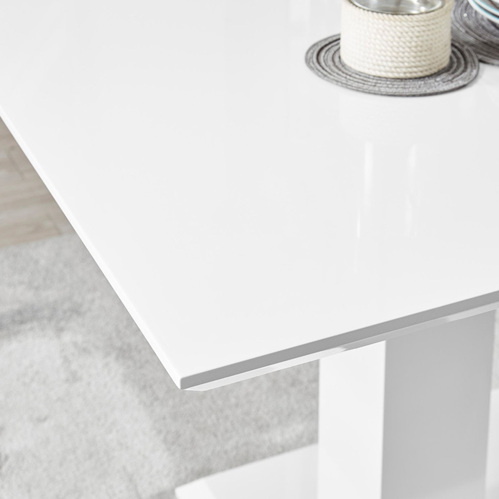 Furniturebox Molini Solara 6 Seater Dining Set White High Gloss and Elephant Grey and Gold Image 5