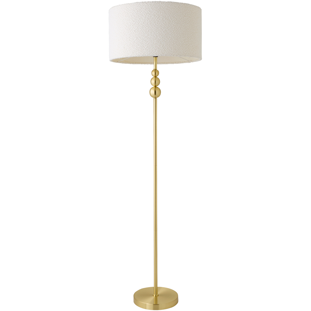 ValueLights Marissa Reni Cream Boucle Shade and Gold Ball LED Floor Lamp Image 1
