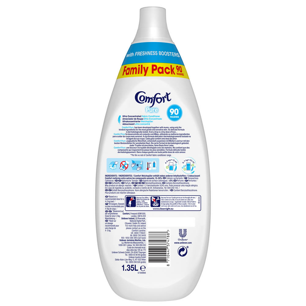 Comfort Pure Fabric Conditioner 90 Washes 1.35L Image 2