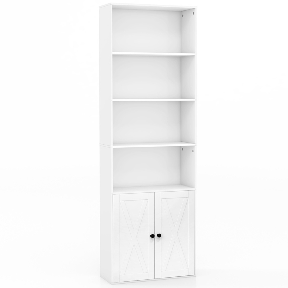 Costway 2 Door 4 Shelf White Freestanding Bookcase Image 2