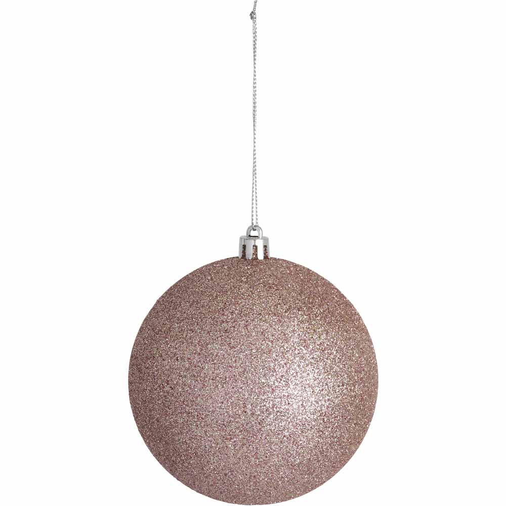 Wilko Glitters Pink Christmas Baubles 7 Pack Image 8