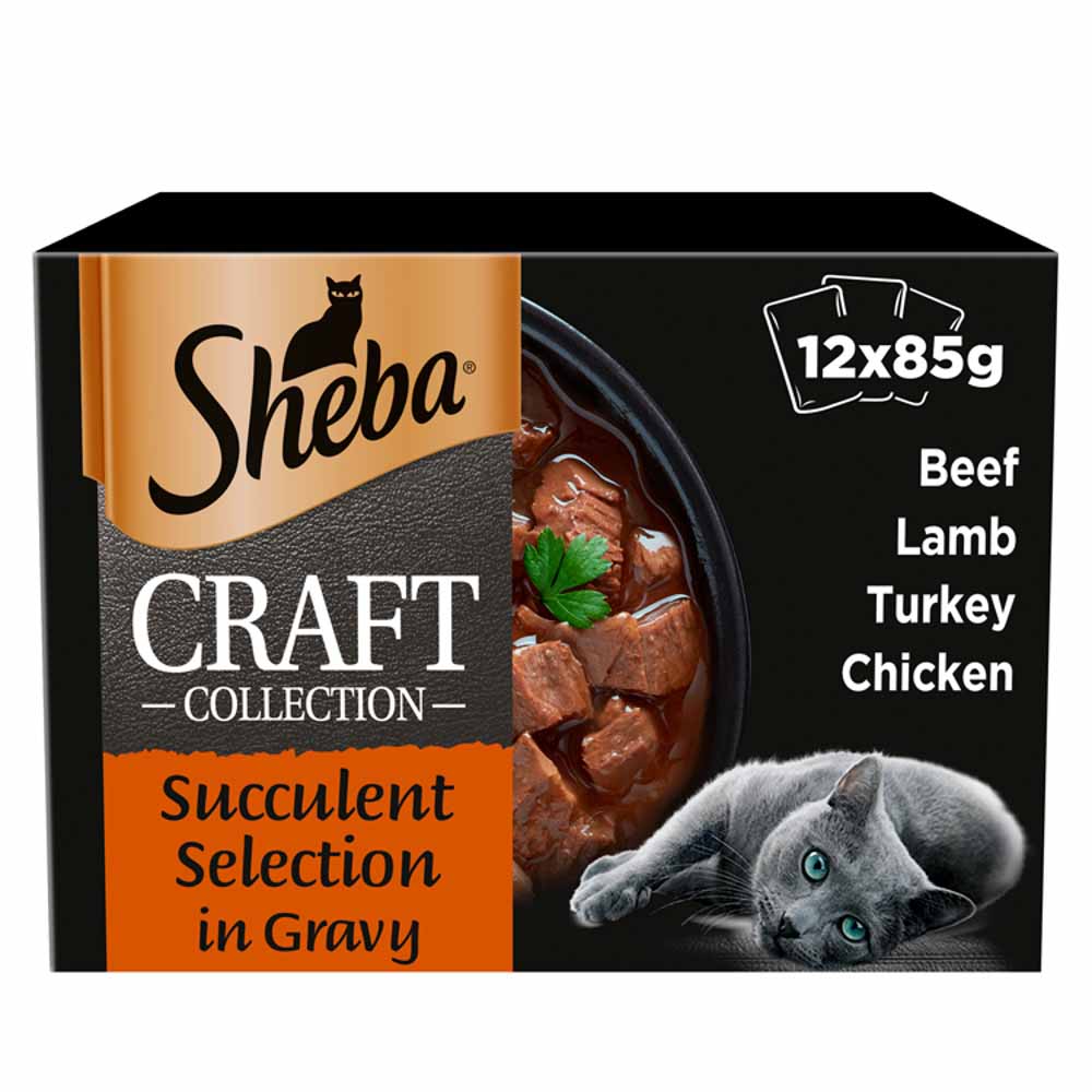 Sheba Craft Succulent Mixed Selection in Gravy Cat Food Pouches 12x85g Image 1