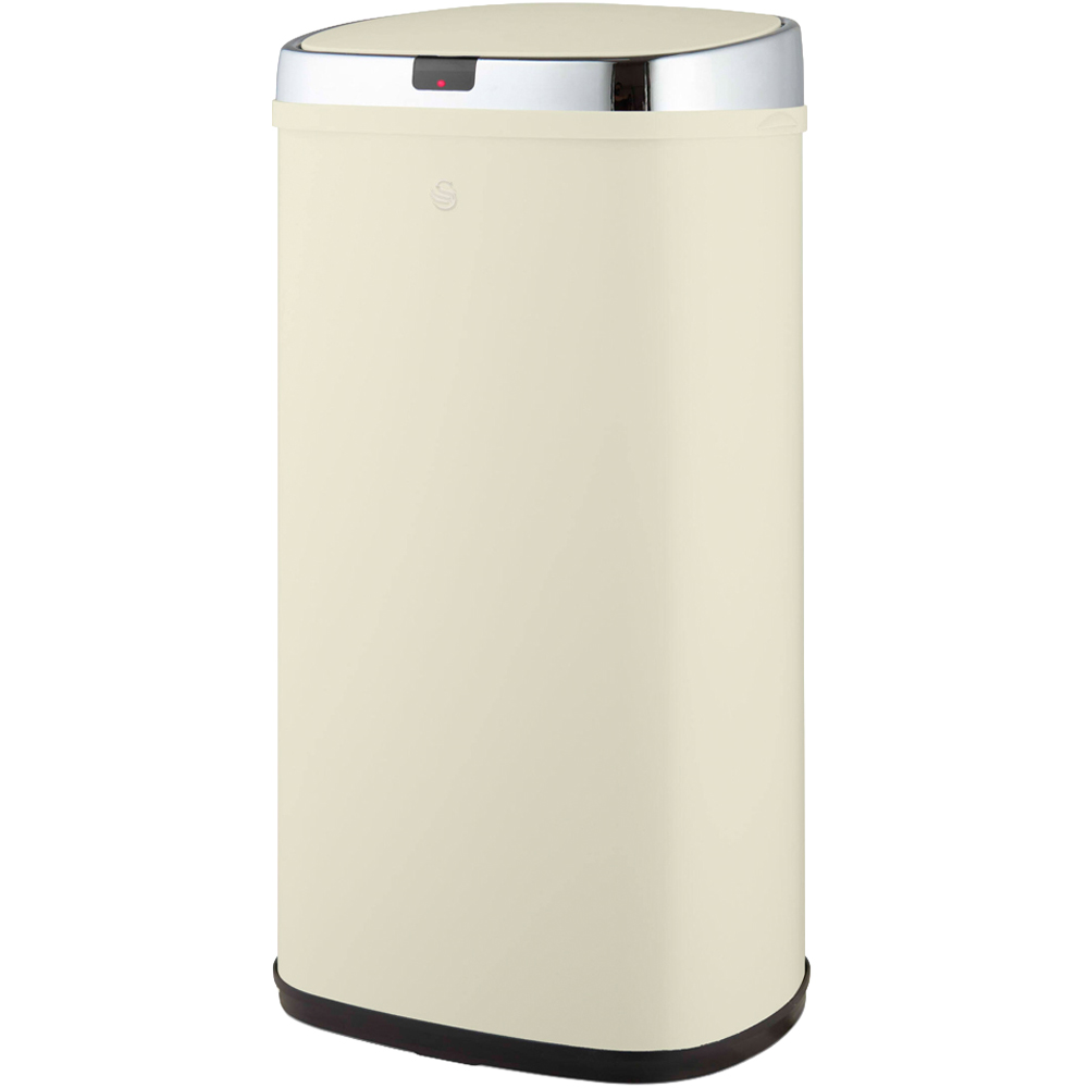 Swan Cream Stainless Steel Square Sensor Bin 42L Image 1
