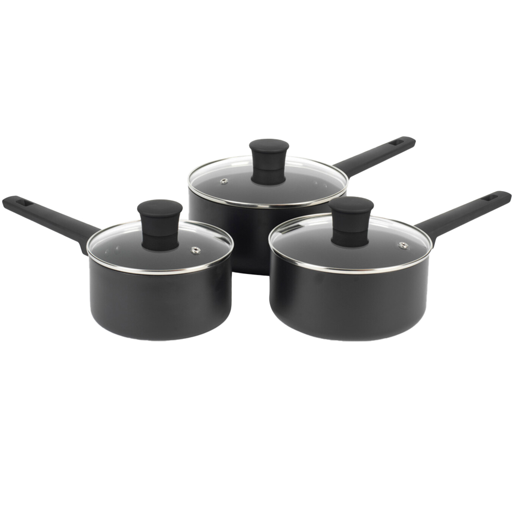 Russell Hobbs 3 Piece Shield Saucepan Set - Black Image 1
