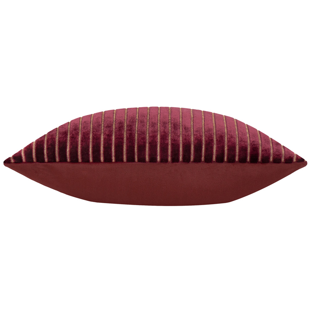 Paoletti Savoy Burgundy Stripe Velvet Reversible Cushion 50 x 50cm Image 4