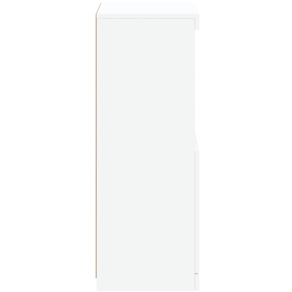 vidaXL Single Door 2 Shelf White LED Sideboard Image 8