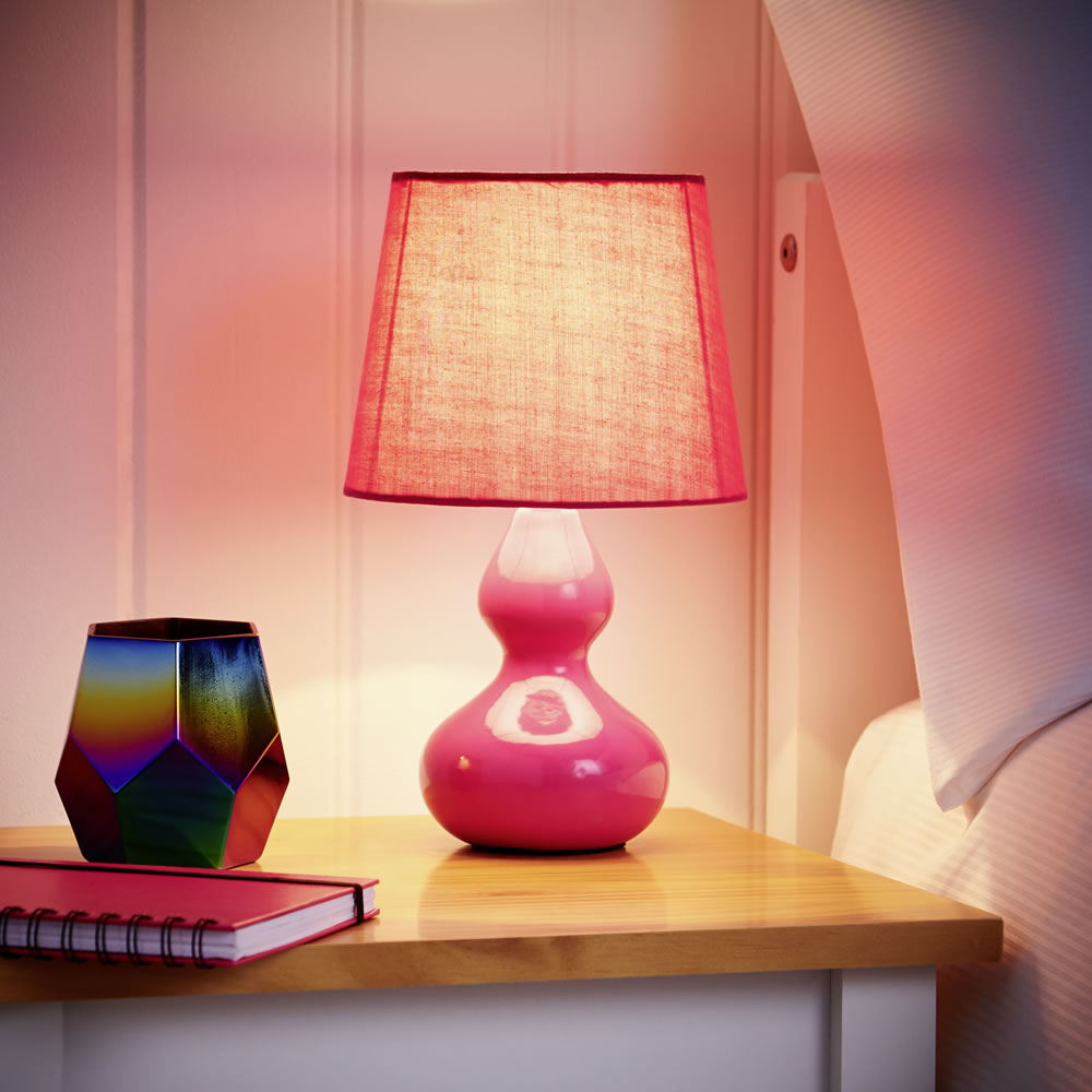 Wilko Ceramic Table Lamp Magenta Image 6