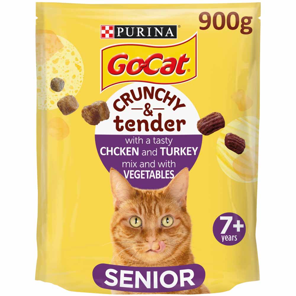 Go-Cat Crunchy & Tender Senior Chicken & Veg Dry Dry Cat Food 900g Image 1