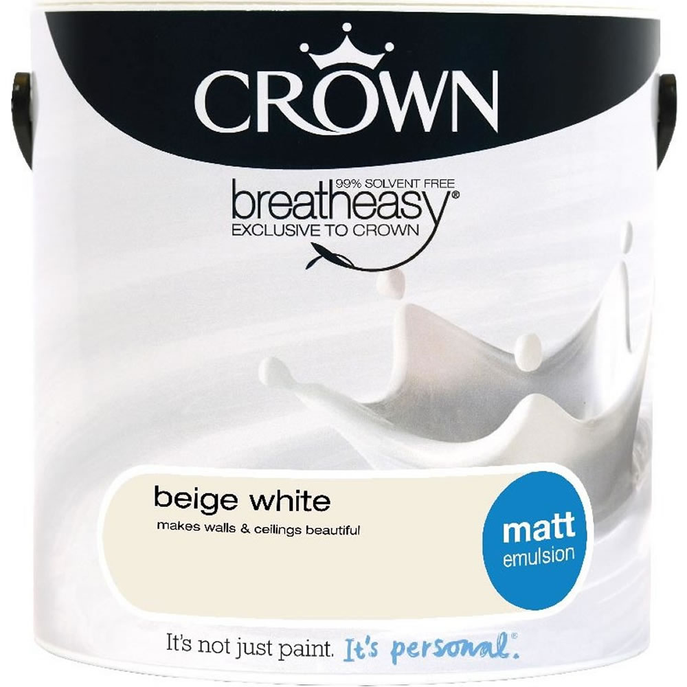 Crown Beige White Matt Emulsion Paint 2.5L Image 1