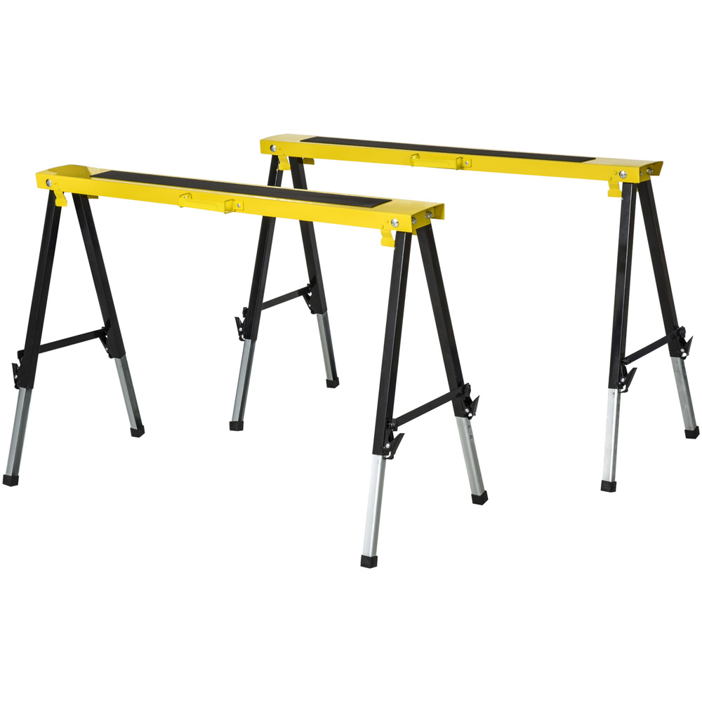 DURHAND 2 Piece Foldable Steel Saw Horse Set Image 1