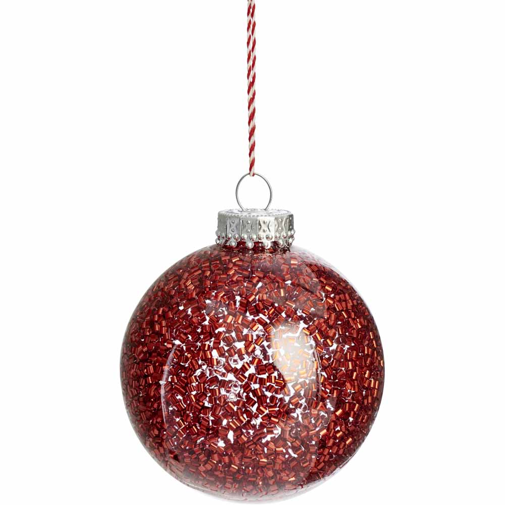 Wilko Alpine Home Red Glass Christmas Tree Bauble Image