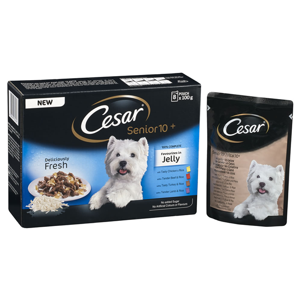 Cesar Pouch Dog Food Deliciously Fresh Selection in Jelly for Senior