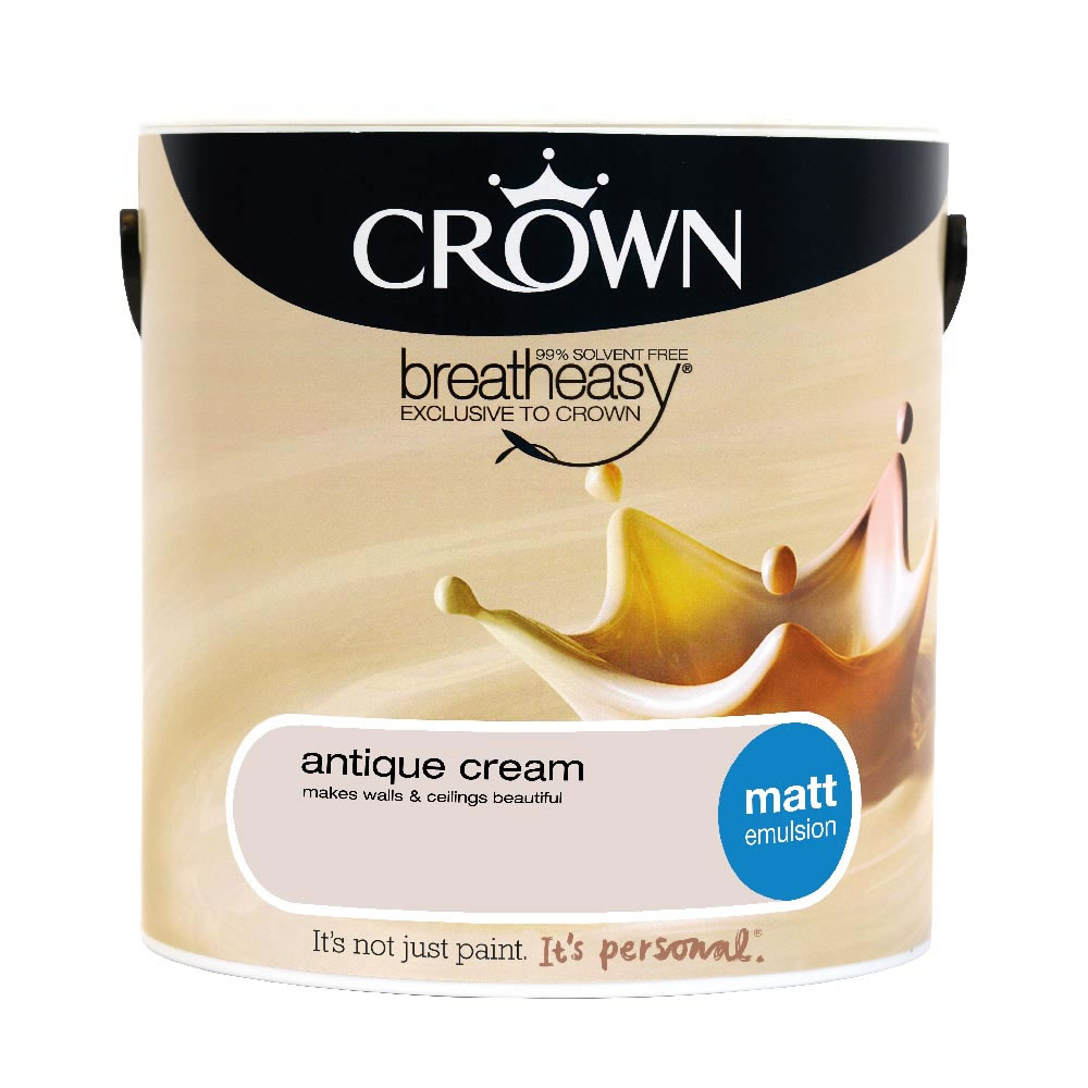 Crown Antique Cream Matt Emulsion Paint 2.5L Image 1