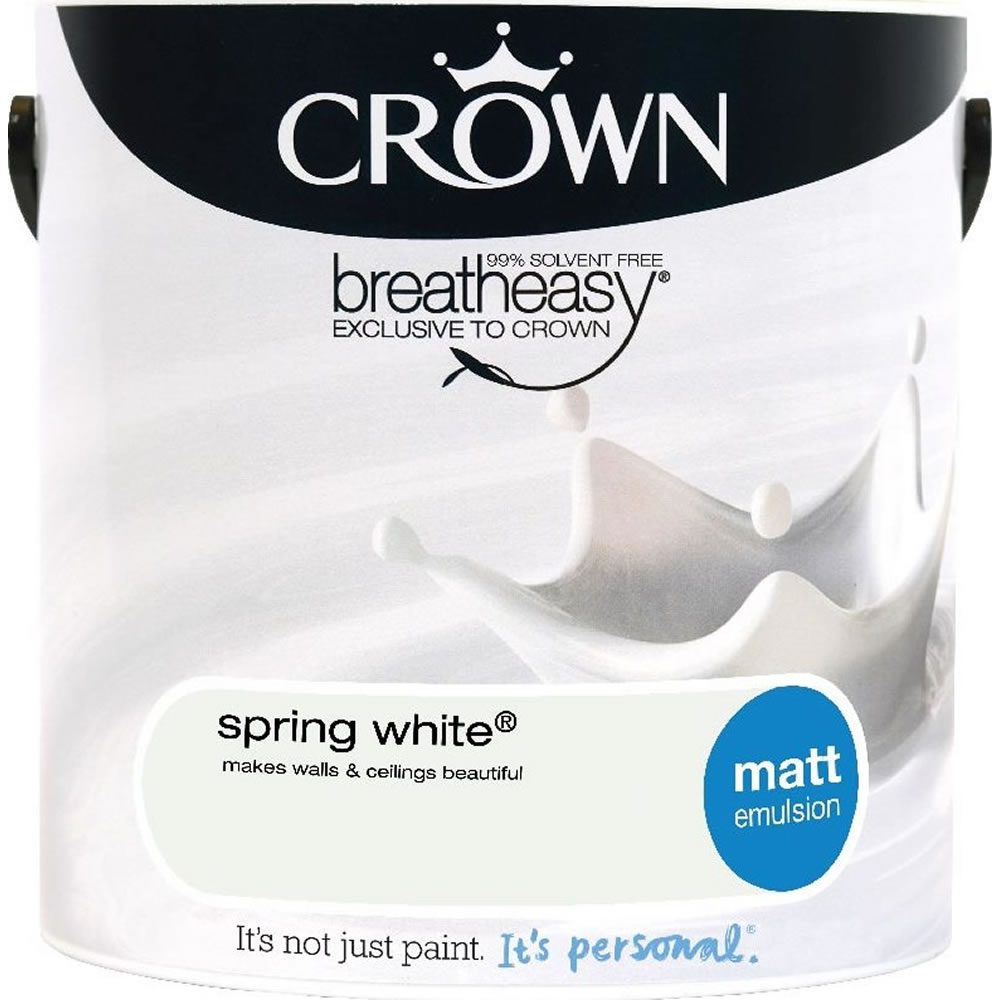 Crown Matt Emulsion Paint                         Spring White 2.5L Image 1