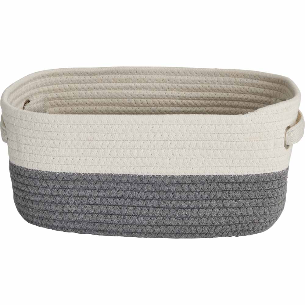 Wilko Small Grey and White Rope Tote Image 2