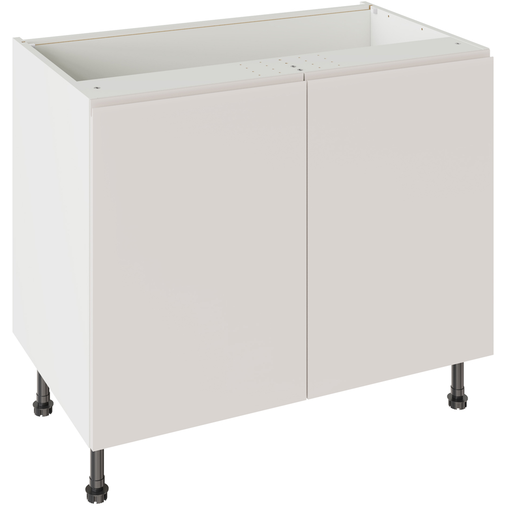 Kitchen Kit J-Pull Gloss Light Grey Base Kitchen Cabinet Flatpack 1000mm Image 1