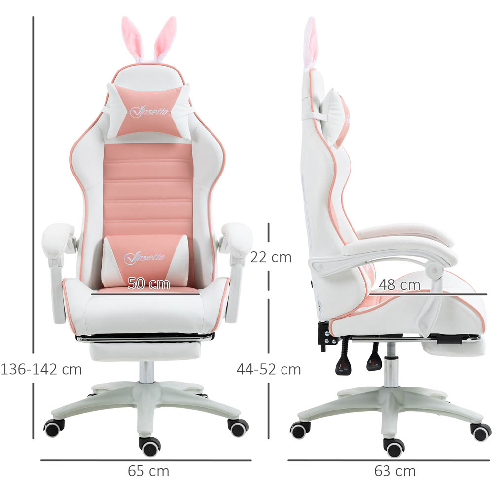 Portland Pink PU Leather Rabbit Ears Recliner Gaming Chair Image 7