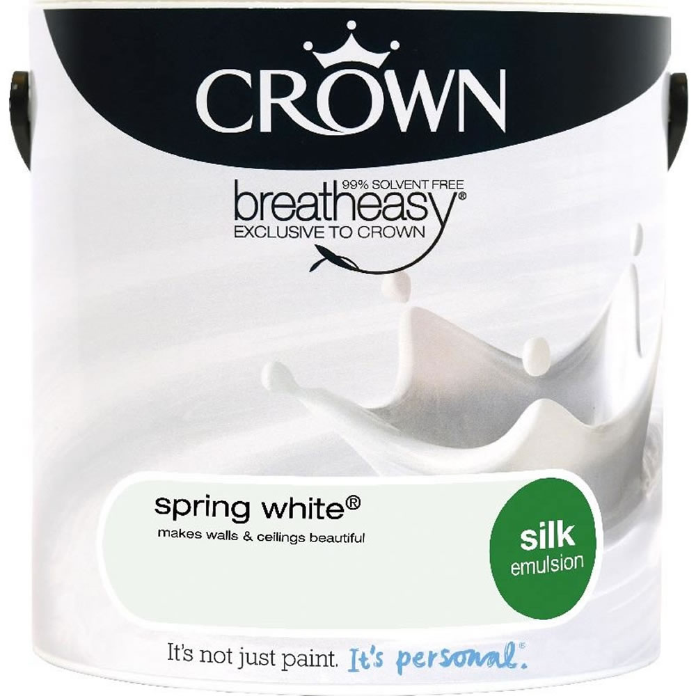 Crown Silk Emulsion Paint                         Spring White 2.5L Image 1