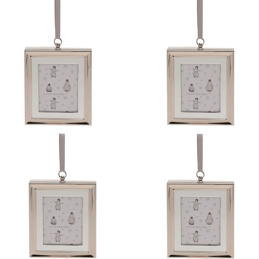 The Christmas Gift Co Silver Mini Tree Hanging Photo Frames 4 Pack Image 1