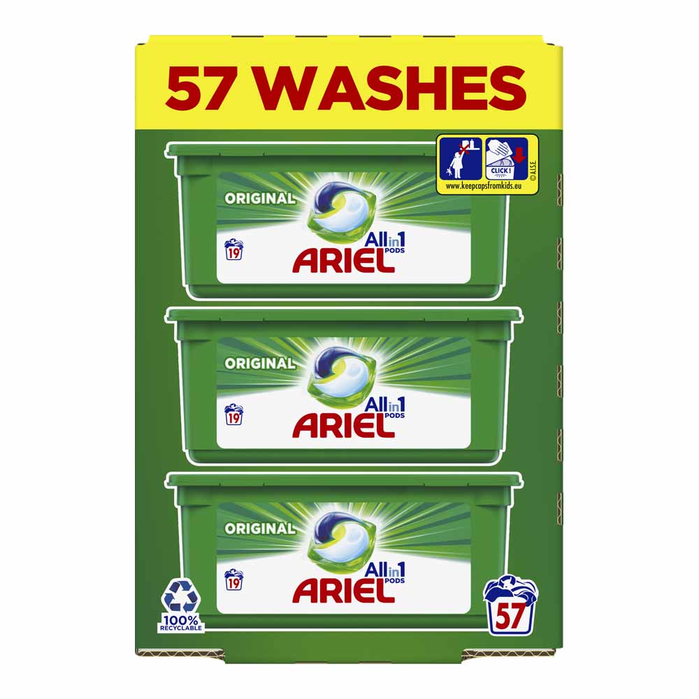 Ariel Original All-in-1 Pods Washing Liquid Capsules 57 Washes Image 1