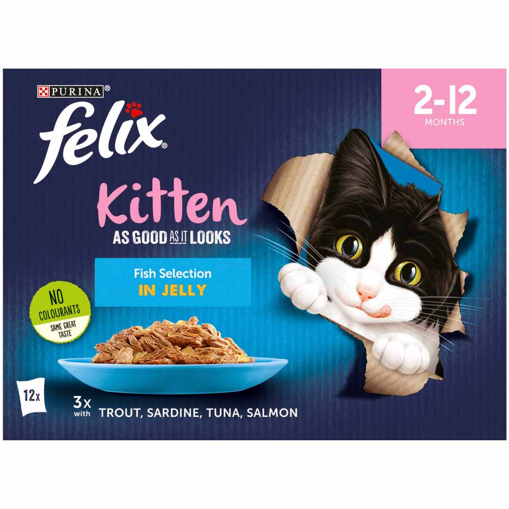 Felix As Good As It Looks Kitten Fish Selection Pouches Assorted 12 x 100g Image 2