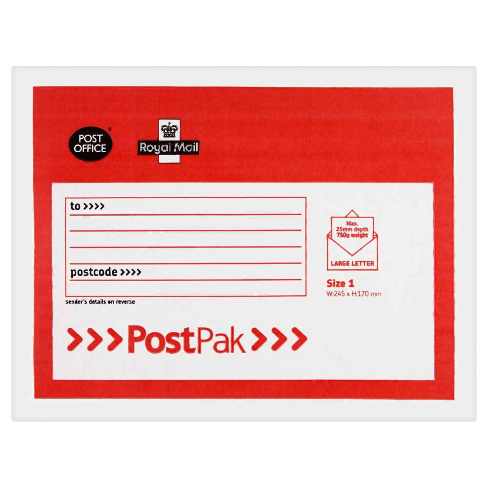 Royal Mail Post Office Postpak Size 5 Bubble Envelopes 245 x 170mm 3 pack Image