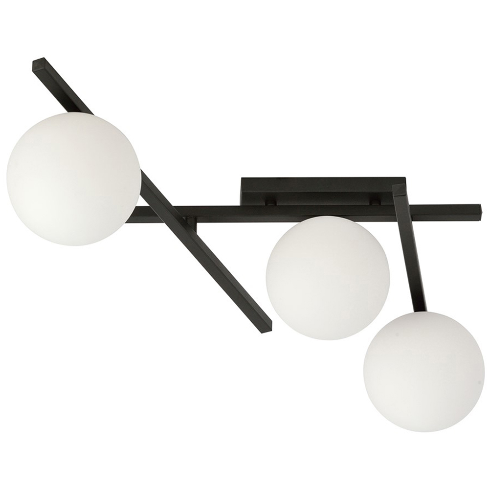 Emibig Smart 3 Light White Shade Black E14 Ceiling Pendant Light Image 1