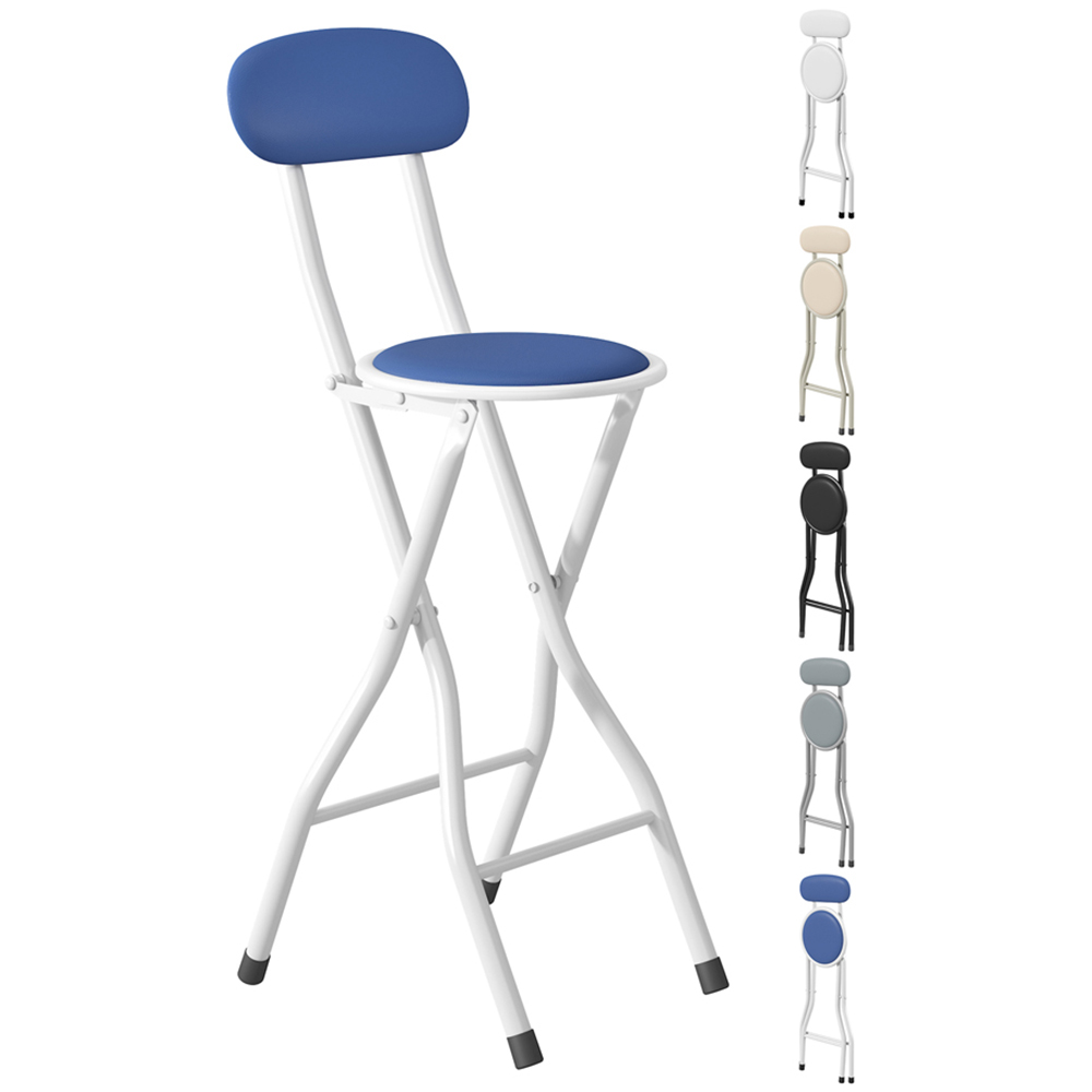 Blue Padded Folding Bar Stool Image 2