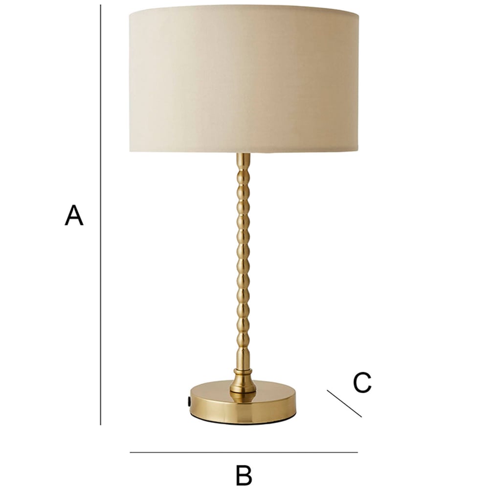ValueLights Maeve Natural and Gold Drum Shade Bobbin Bobble Table Lamp and LED Bulb Image 7