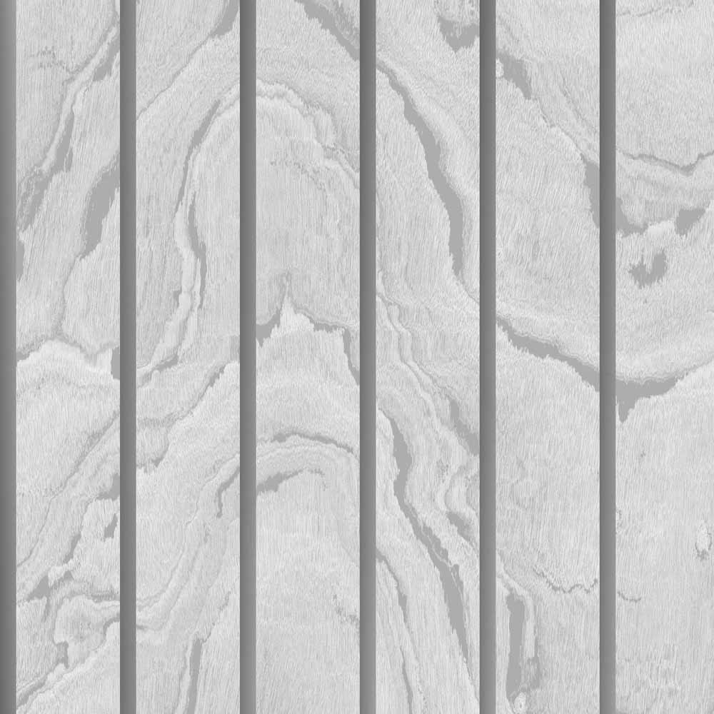 Muriva Woodgrain Panel Silver Wallpaper Image 1