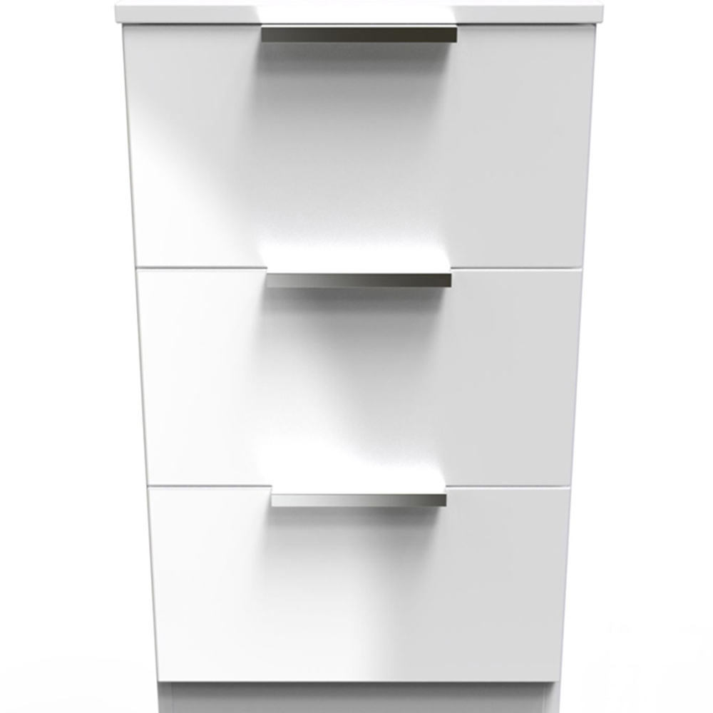Crowndale Plymouth 3 Drawer White Gloss Bedside Table Image 3