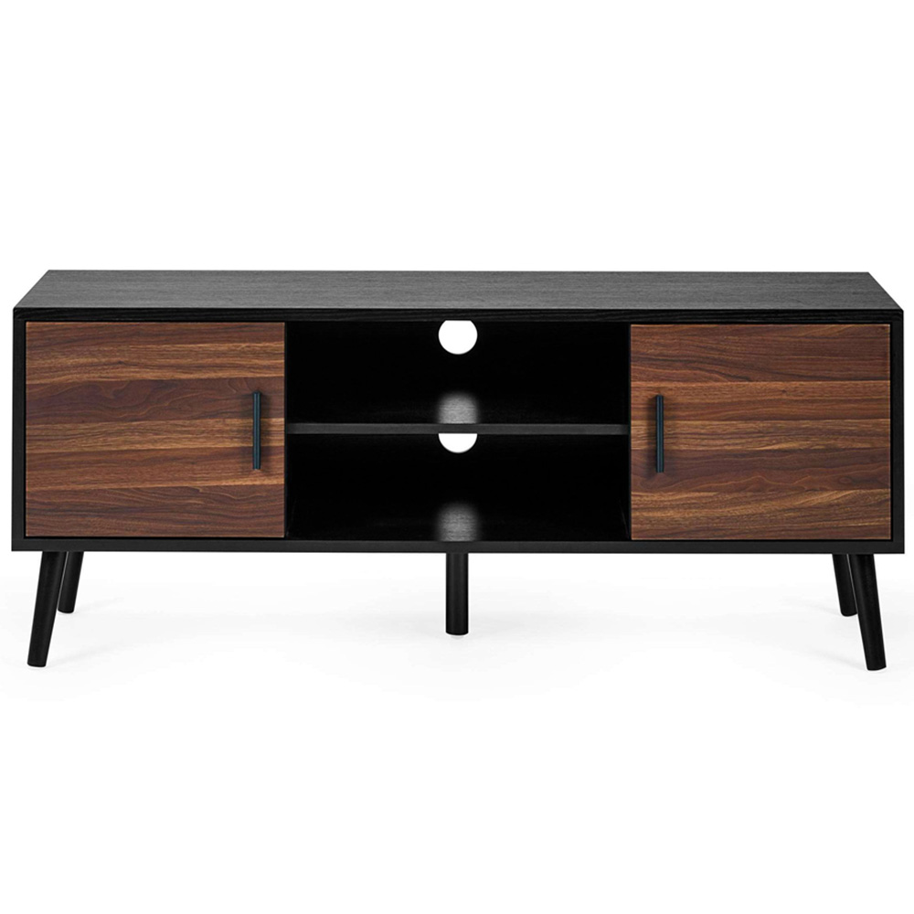 Julian Bowen Trent 2 Door Walnut and Black Large TV Stand for 55 inch Image 3
