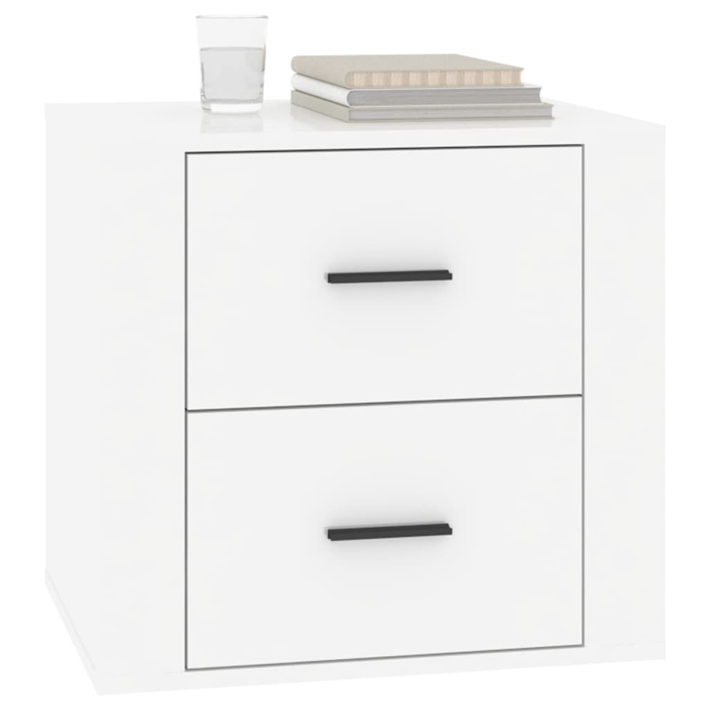 vidaXL 2 Drawer High Gloss White Bedside Cabinet Image 4