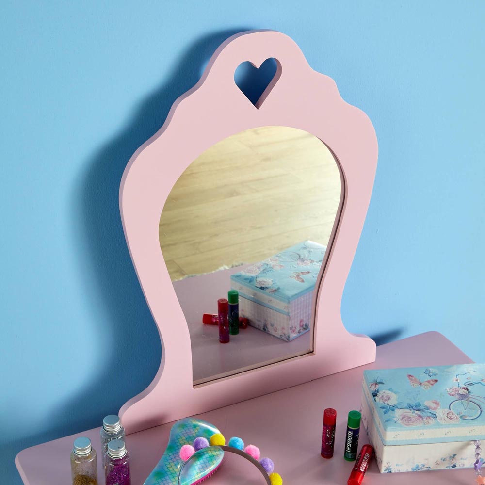 Home Source Belle Single Drawer Pink Kids Dressing Table Set Image 5