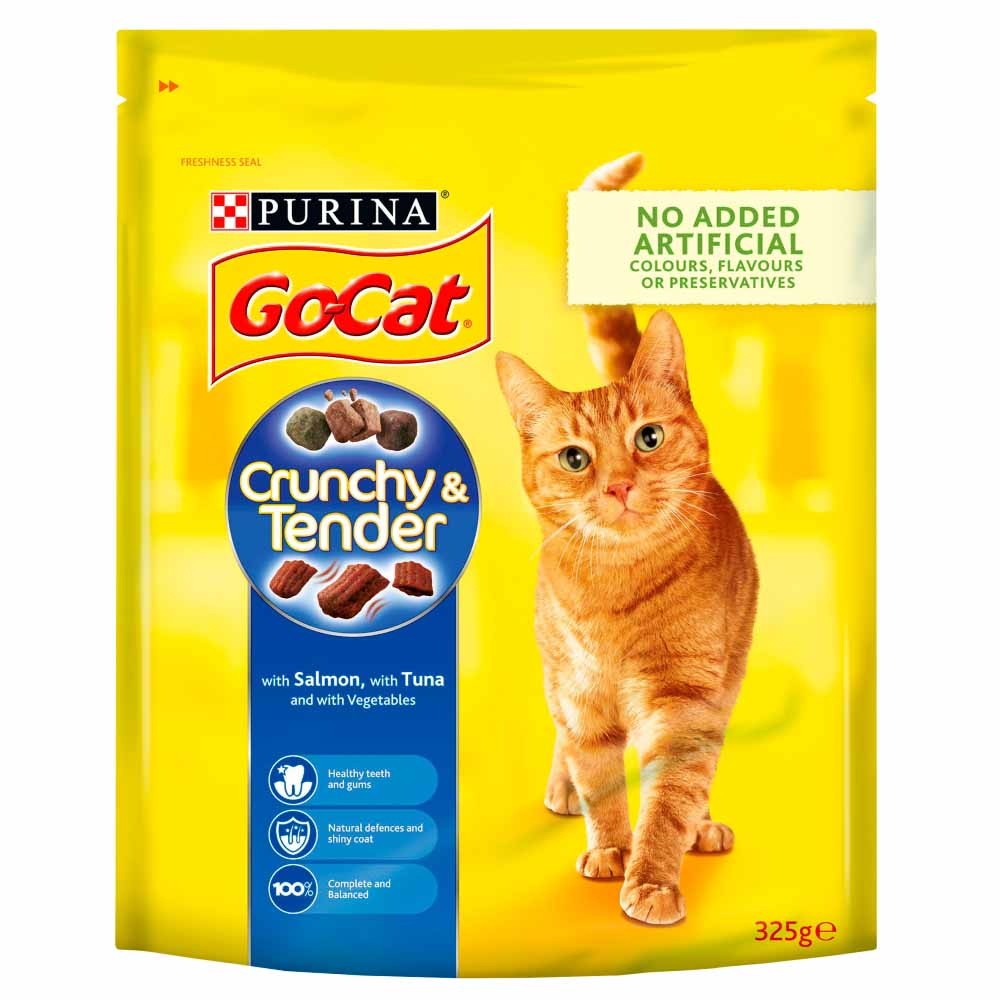 Go-Cat Crunchy and Tender Dry Cat Food Fish Selection 325g Image 1