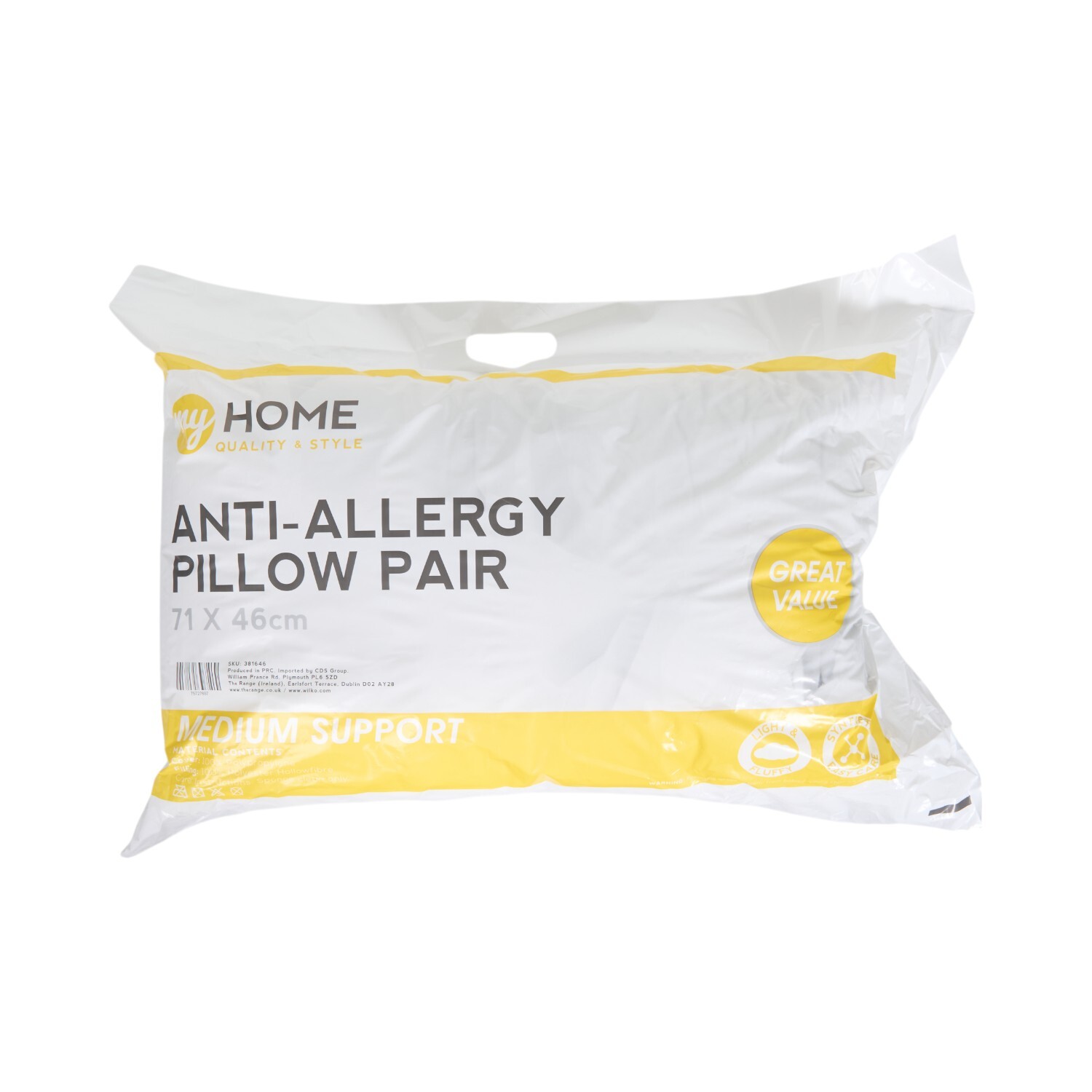 Anti-Allergy Pillow Pair - White Image