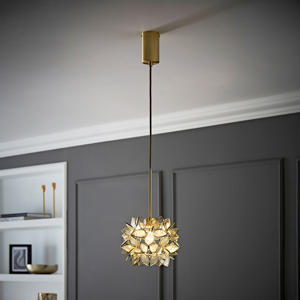 ValueLights Reine Clear Glass Shade Brushed Gold LED Ceiling Pendant Light Image 2