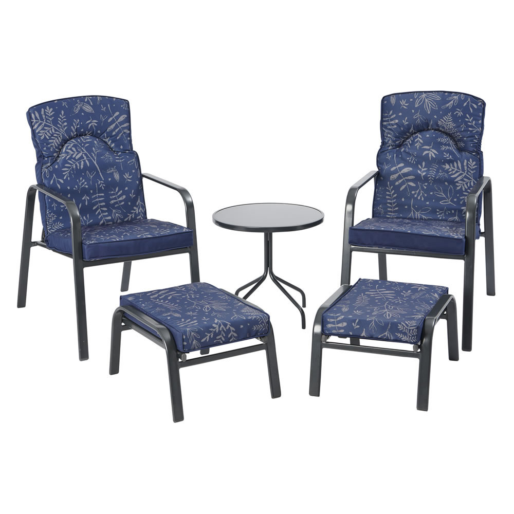 Wilko Venice Padded Two Seat Garden Set With Footstools Image 2