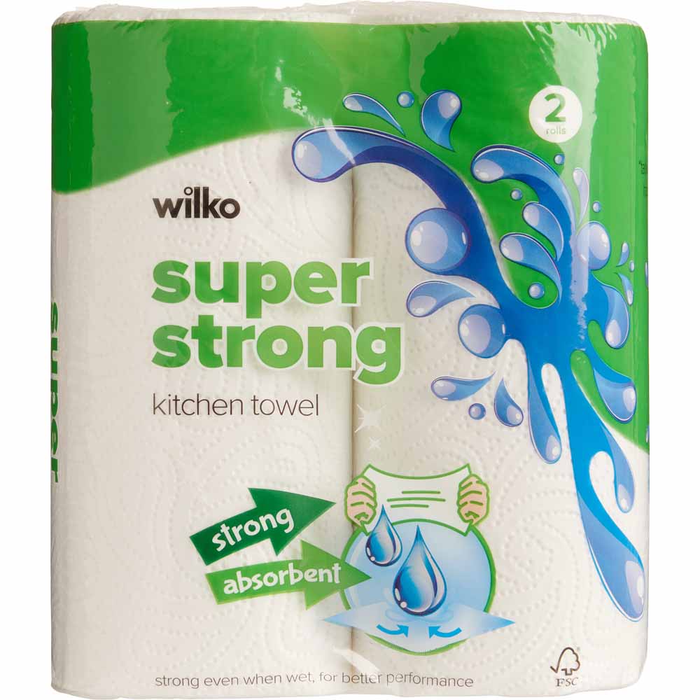 Wilko Super Strong Kitchen Towel 2pk 3 ply Image 1