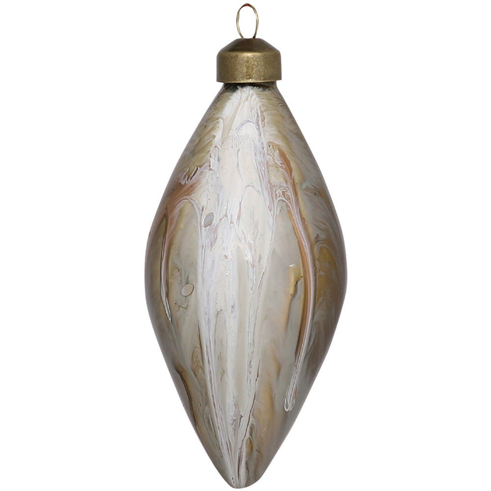 Decadent Bronze White and Gold Marbled Bauble Single Ornament Image 3
